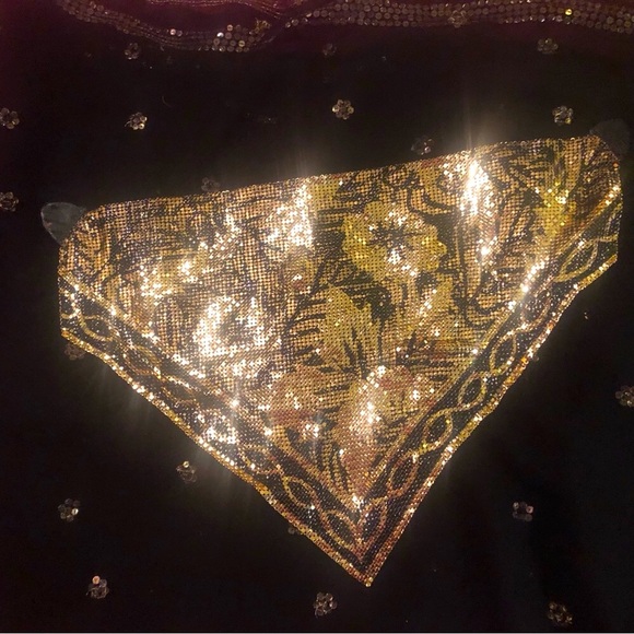 Douglas Ferguson c. 1980s handpainted metallic mesh bib Vintage Studio 54 - Picture 2 of 10